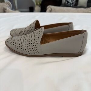 Franco Sarto Perforated Slip-On Grey Stone Loafers Factor Eyelet Flats NWOT 7.5
